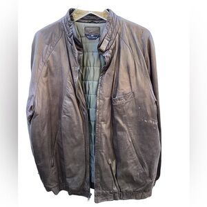 Vintage Jean-Paul Germain Leather Bomber Brown Grey Jacket Sz Small Medium 40
